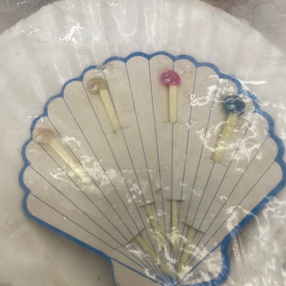 Vintage Natural Shell Serving Dishes Ovenproof & Shell Picks Set of 4 Never Used - Picture 2 of 11